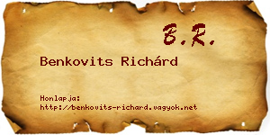 Benkovits Richárd névjegykártya